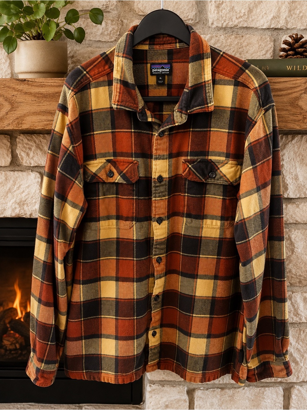 Patagonia Organic Cotton Plaid Flannel Button-Up Shirt – Size XL - Picture 2 of 4
